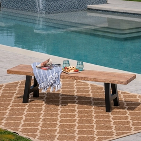 Outdoor Light Weight Concrete Dining Bench - NH187303 outdoor furniture, garden bench