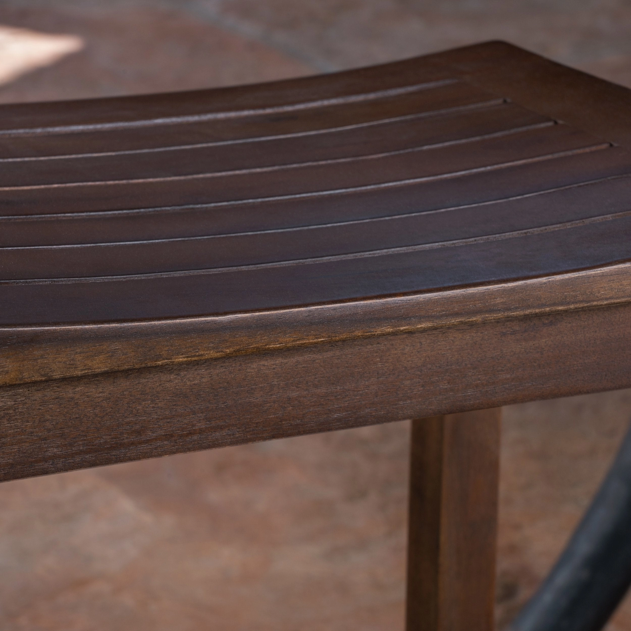 Outdoor Mahogany Brown Finish Acacia Wood Counter Stools - NH500403