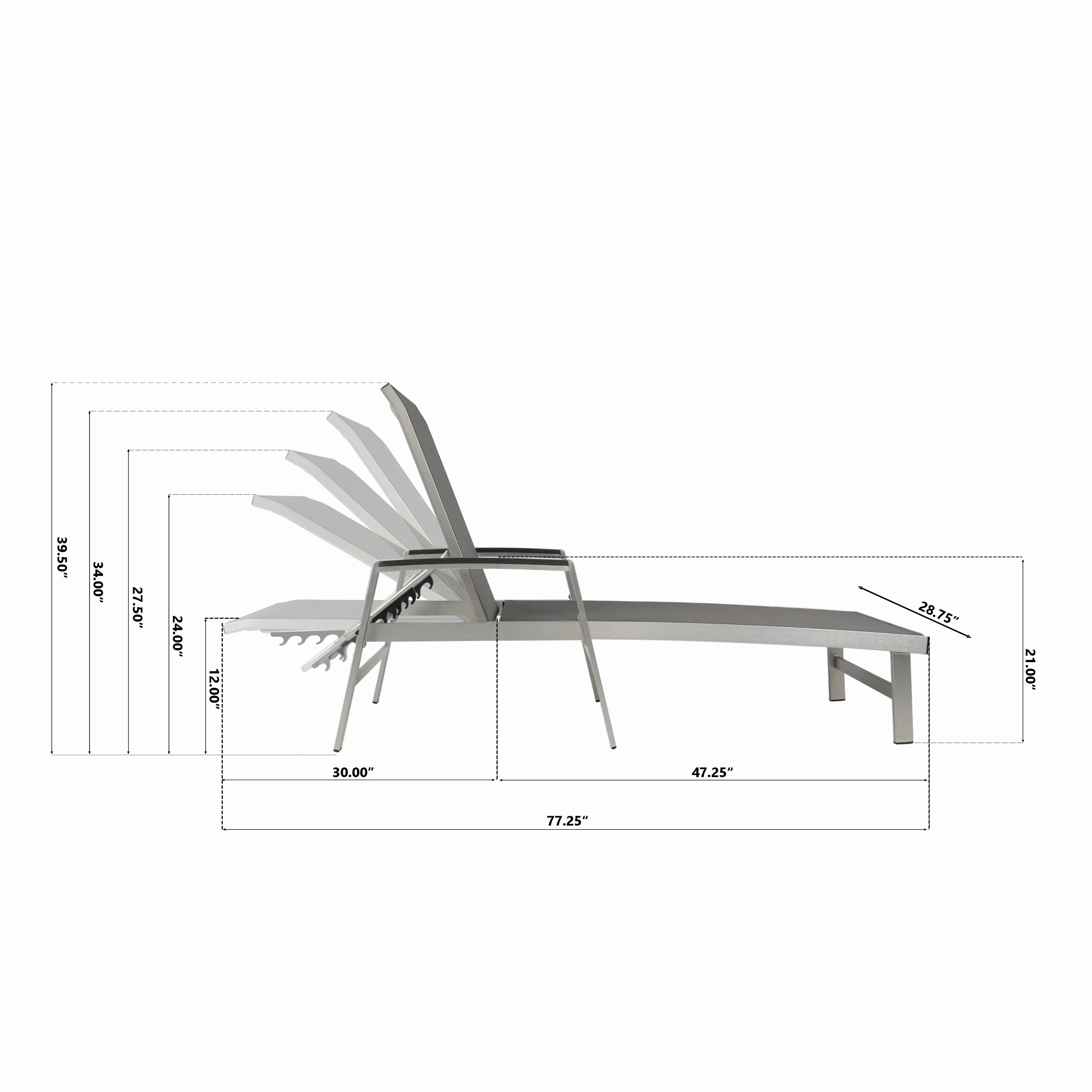 Outdoor Mesh and Aluminum Chaise Lounge - NH341503