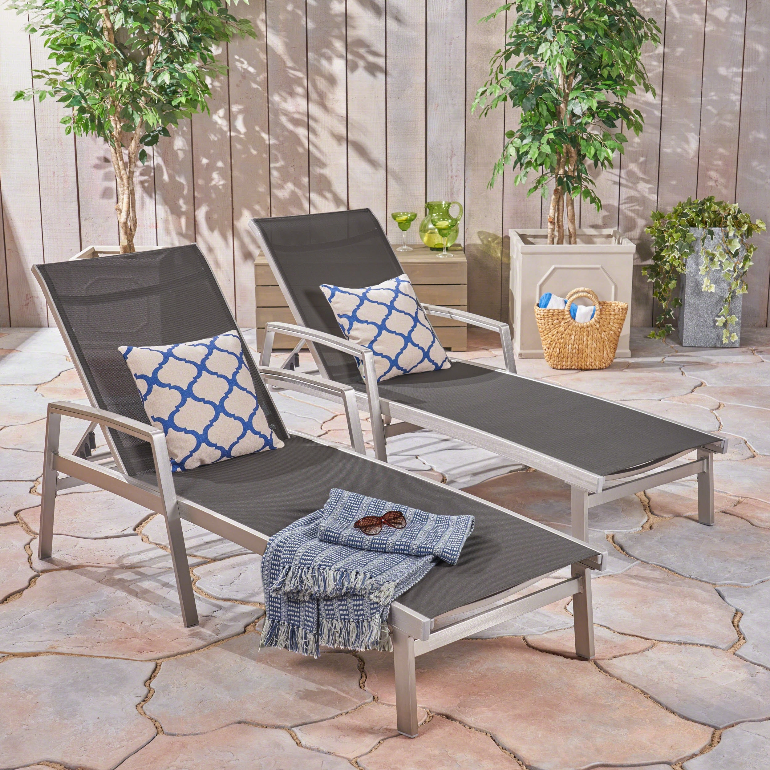 Outdoor Mesh and Aluminum Chaise Lounge - NH341503