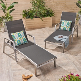 Outdoor Mesh and Aluminum Chaise Lounge - NH341503 patio umbrella, gazebo
