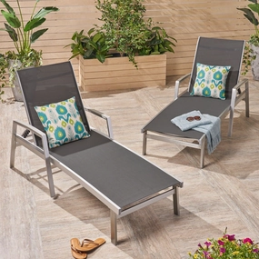 Outdoor Mesh and Aluminum Chaise Lounge - NH341503 outdoor furniture, garden bench