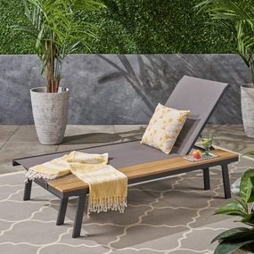 Outdoor Mesh and Aluminum Chaise Lounge with Side Table - NH541503 patio umbrella, gazebo