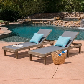 Outdoor Mesh and Wood Chaise Lounge (Set of 2) - NH694403 outdoor furniture, garden bench