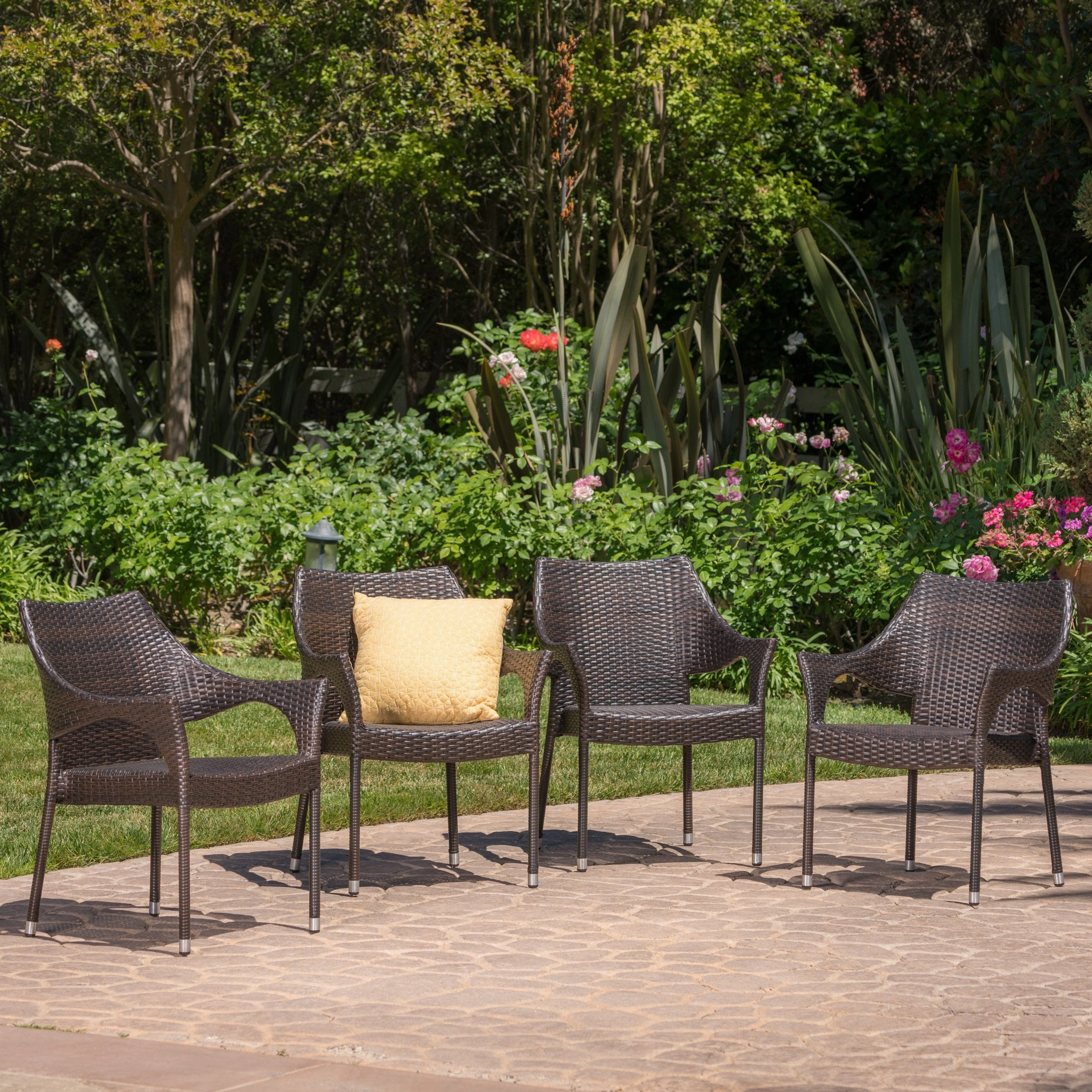 Outdoor Mix Mocha Wicker Stacking Dining Chairs (Set of 4) - NH245003 outdoor lounge chair, patio sofa