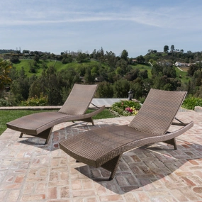 Outdoor Mixed Mocha Wicker Armless Chaise Lounge (Set of 2) - NH856203 outdoor furniture, garden bench