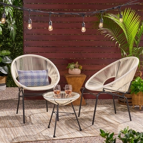 Outdoor Modern 2 Seater Faux Rattan Chat Set - NH480113 outdoor furniture, garden bench