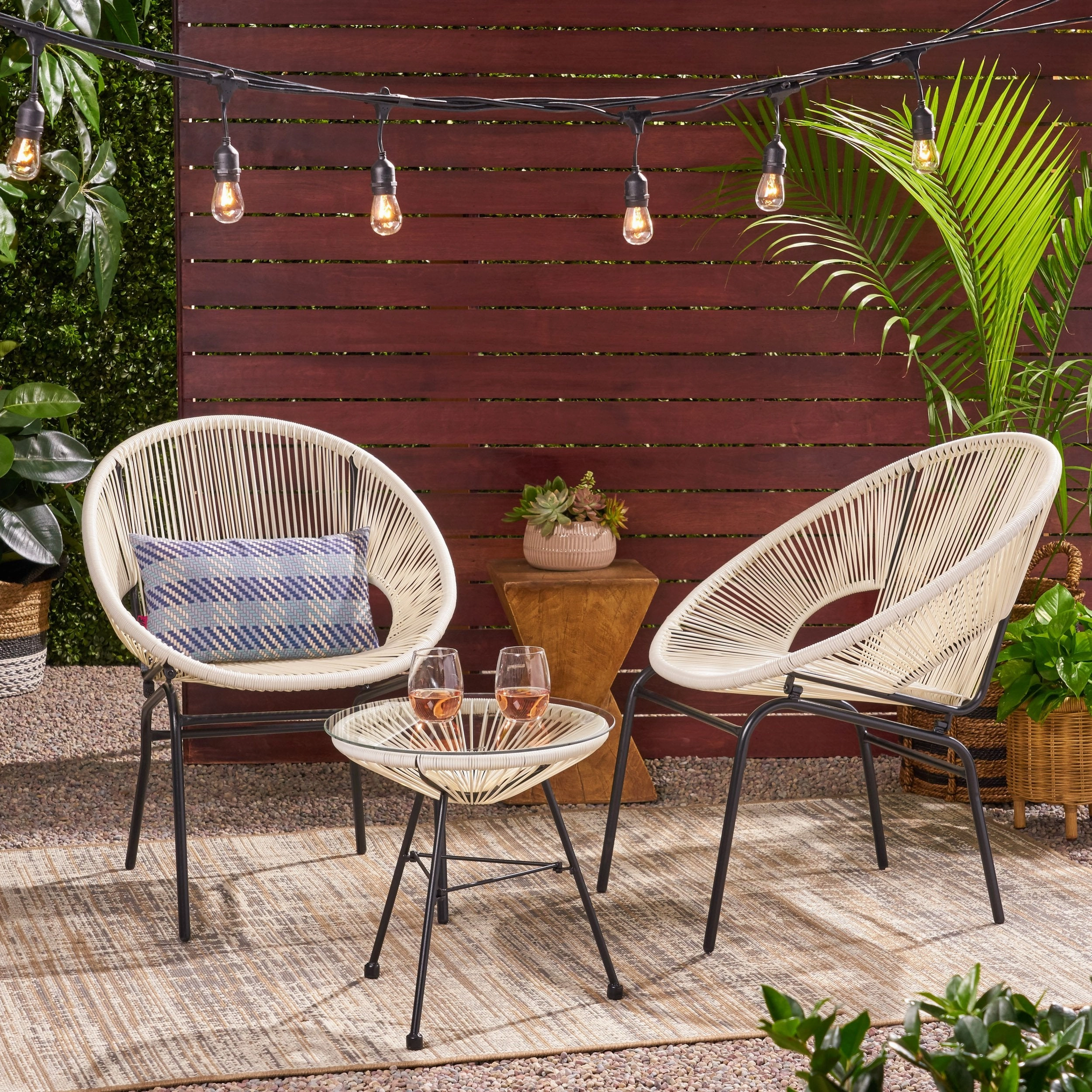 Outdoor Modern 2 Seater Faux Rattan Chat Set - NH480113 outdoor furniture, garden bench