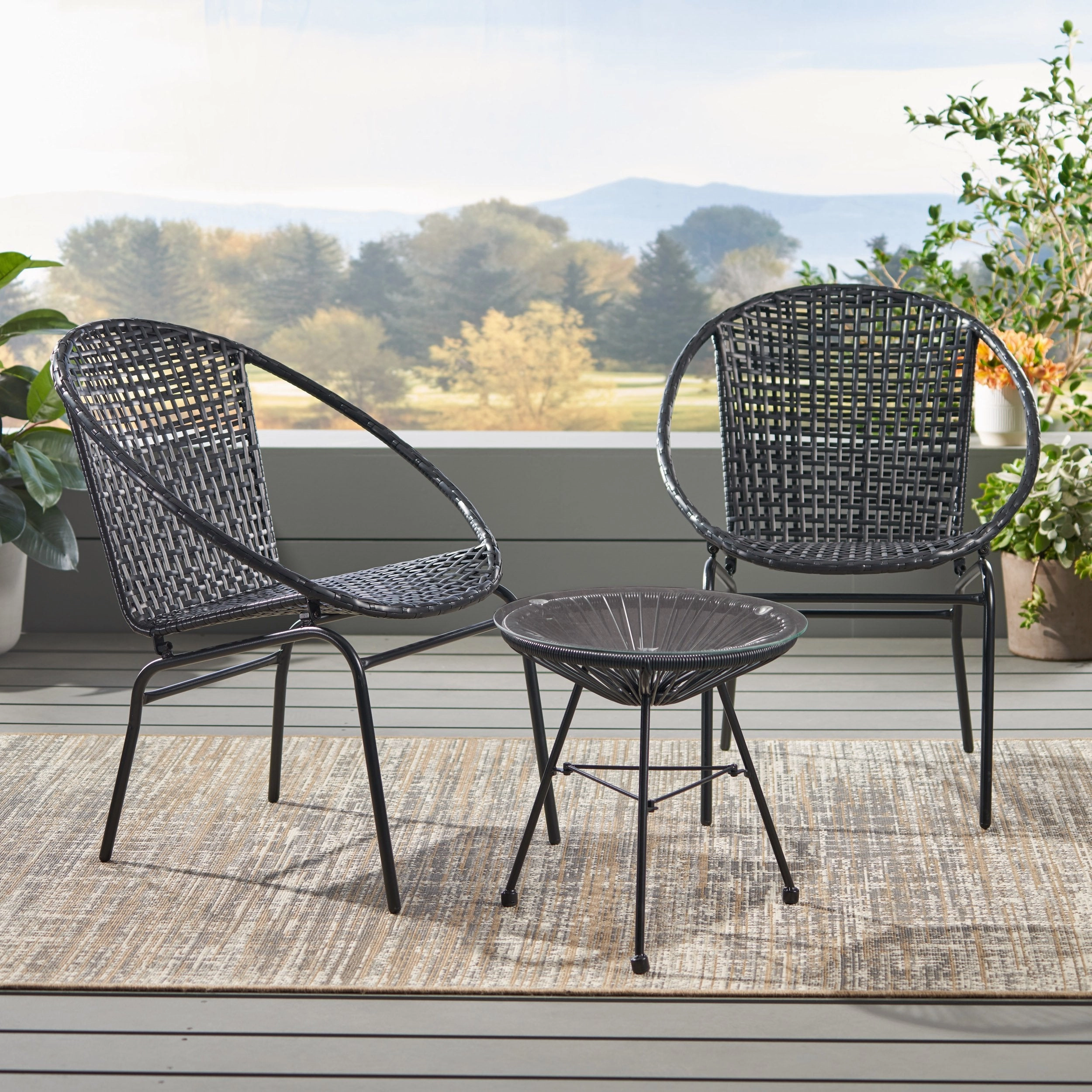 Outdoor Modern 2 Seater Faux Rattan Chat Set - NH680113 outdoor furniture, garden bench