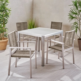 Outdoor Modern 4 Seater Aluminum Dining Set with Tempered Glass Table Top - NH648013 outdoor lounge chair, patio sofa
