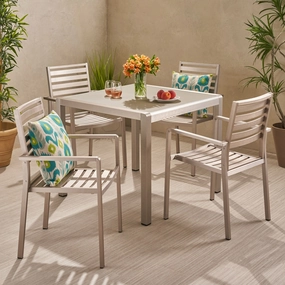 Outdoor Modern 4 Seater Aluminum Dining Set with Tempered Glass Table Top - NH668013 outdoor lounge chair, patio sofa