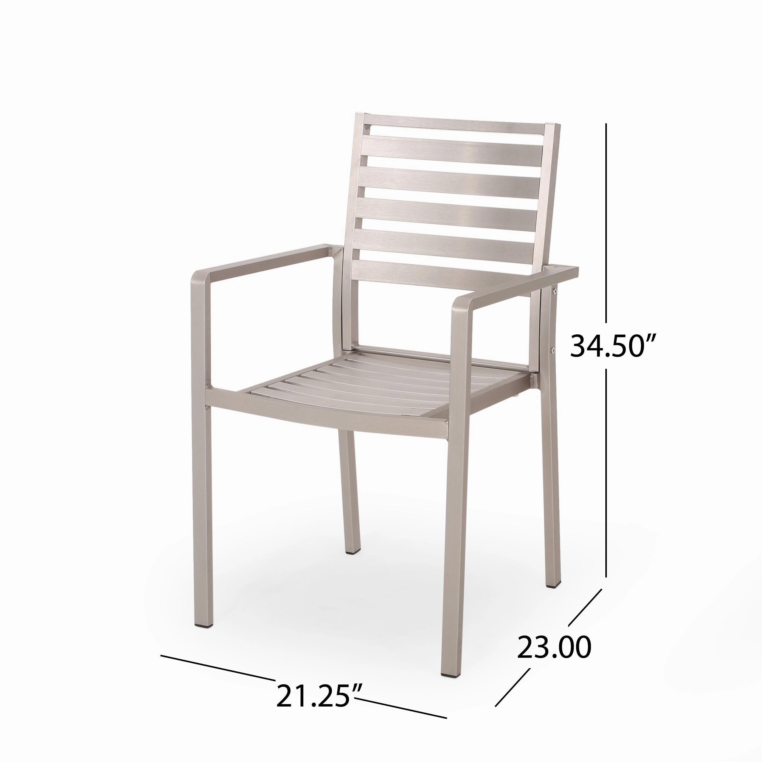 Outdoor Modern 4 Seater Aluminum Dining Set with Tempered Glass Table Top - NH668013