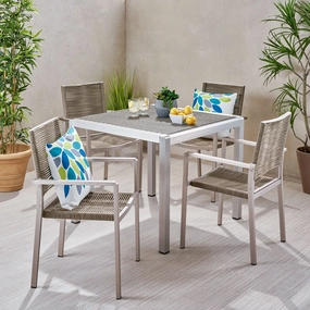 Outdoor Modern 4 Seater Aluminum Dining Set with Wicker Table Top - NH748013 outdoor lounge chair, patio sofa