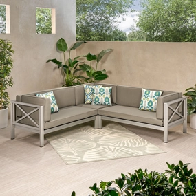Outdoor Modern 5 Seater V-Shaped Sectional Sofa Set - NH207113 outdoor furniture, garden bench