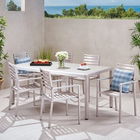 Outdoor Modern 6 Seater Aluminum Dining Set - NH168013 outdoor lounge chair, patio sofa