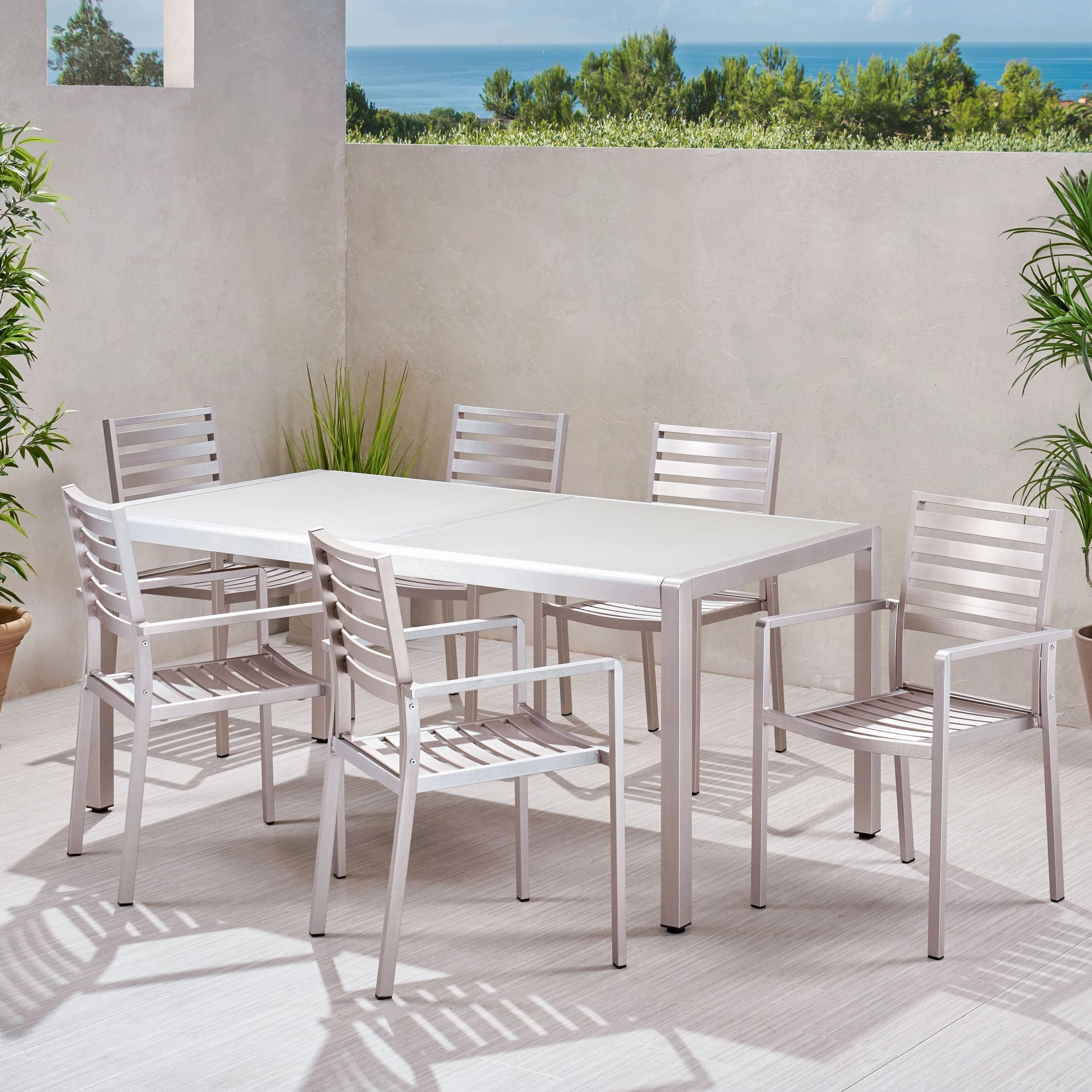 Outdoor Modern 6 Seater Aluminum Dining Set - NH168013