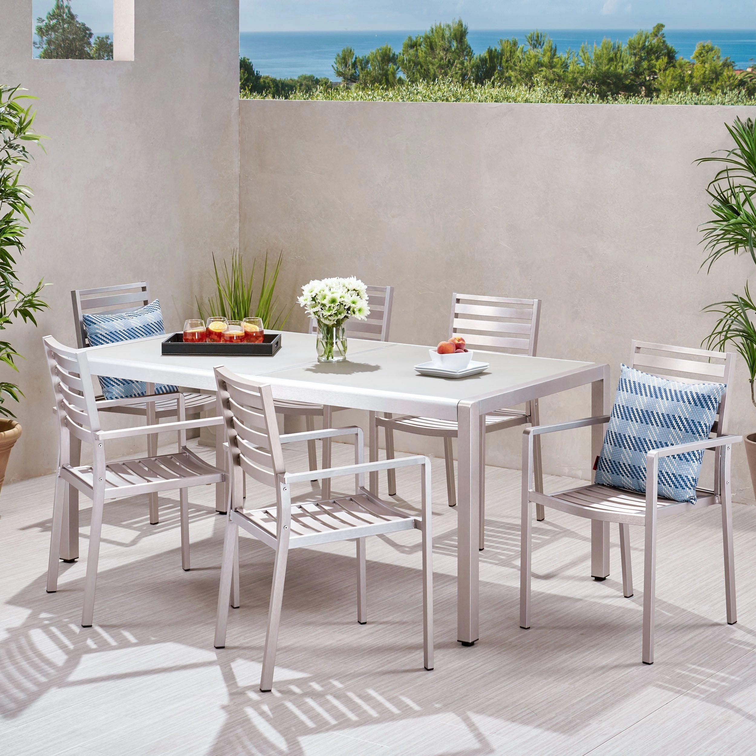 Outdoor Modern 6 Seater Aluminum Dining Set - NH168013 outdoor lounge chair, patio sofa