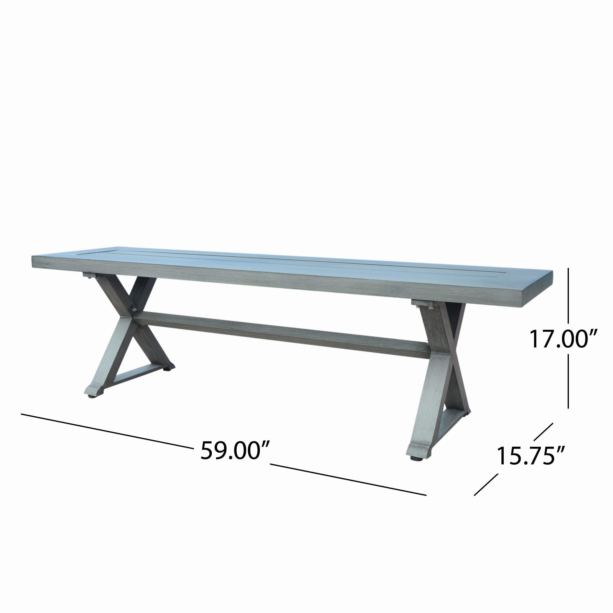 Outdoor Modern 6 Seater Aluminum Dining Set with Dining Bench - NH382013