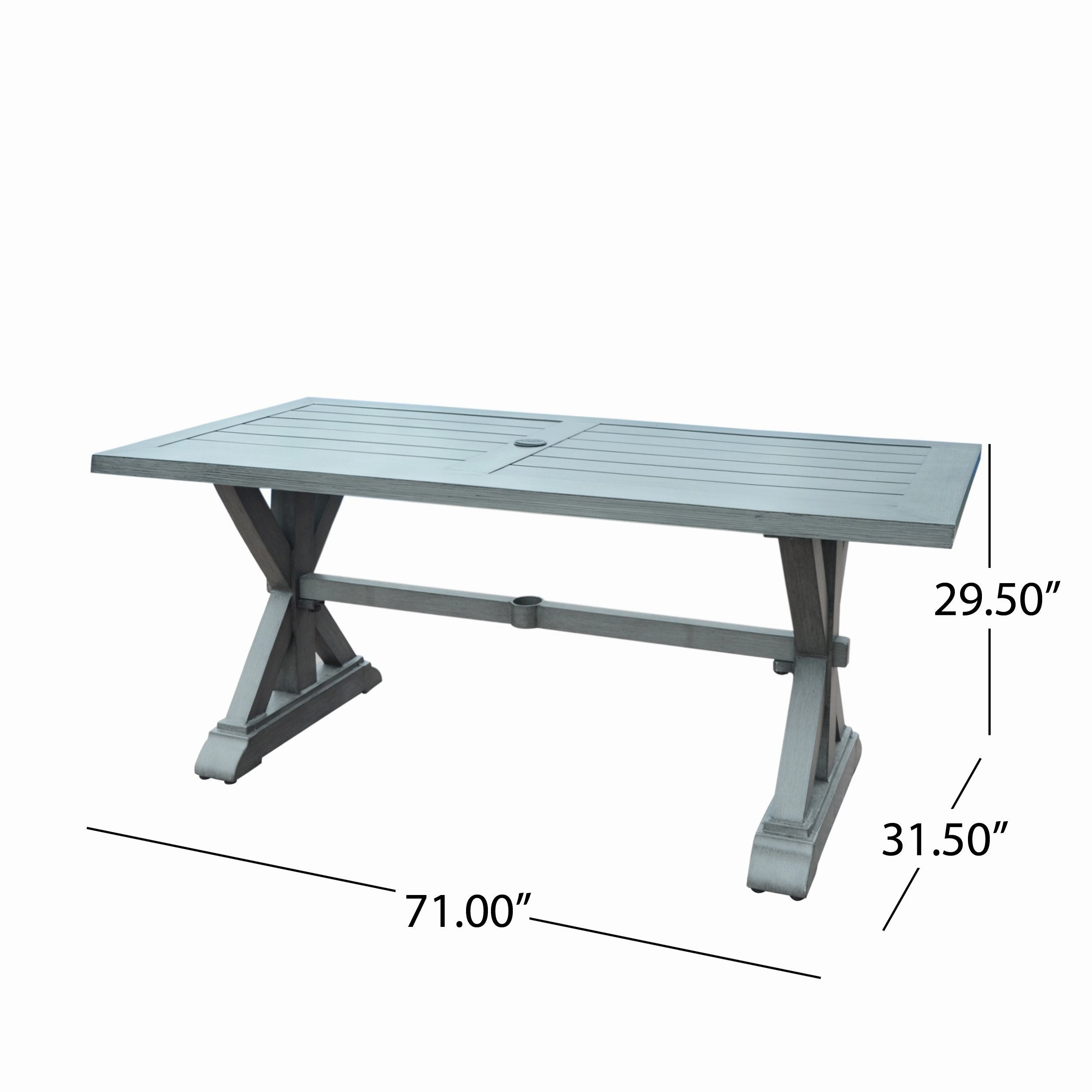 Outdoor Modern 6 Seater Aluminum Dining Set with Dining Bench - NH382013