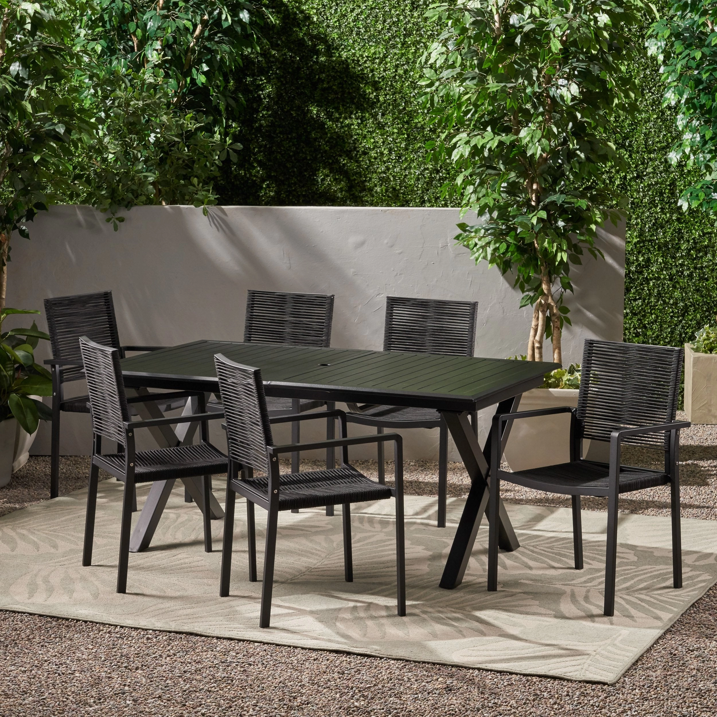 Outdoor Modern 6 Seater Aluminum Dining Set with Expandable Table - NH248013 outdoor lounge chair, patio sofa