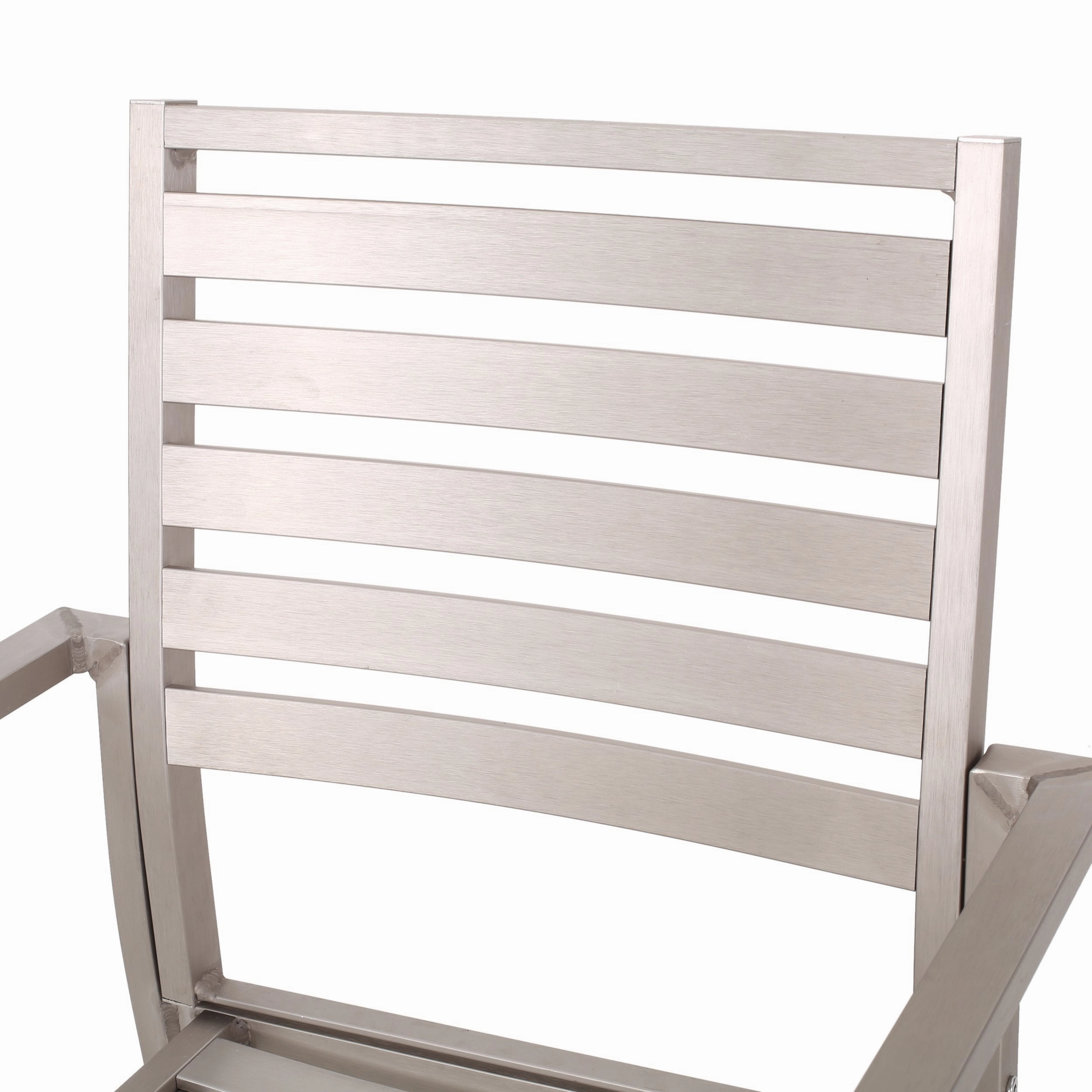 Outdoor Modern 6 Seater Aluminum Dining Set with Faux Wood Table Top - NH468013