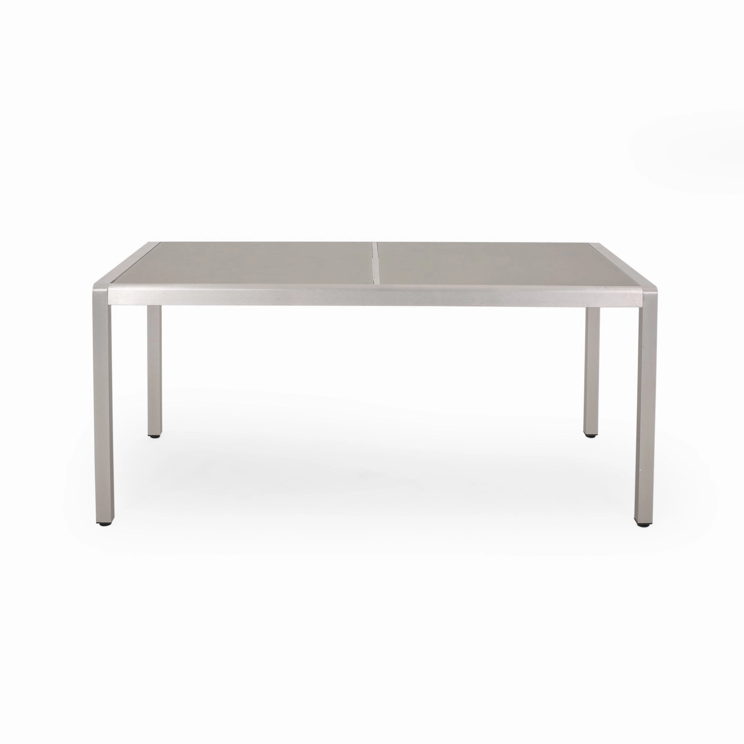 Outdoor Modern 6 Seater Aluminum Dining Set with Tempered Glass Table Top - NH938013