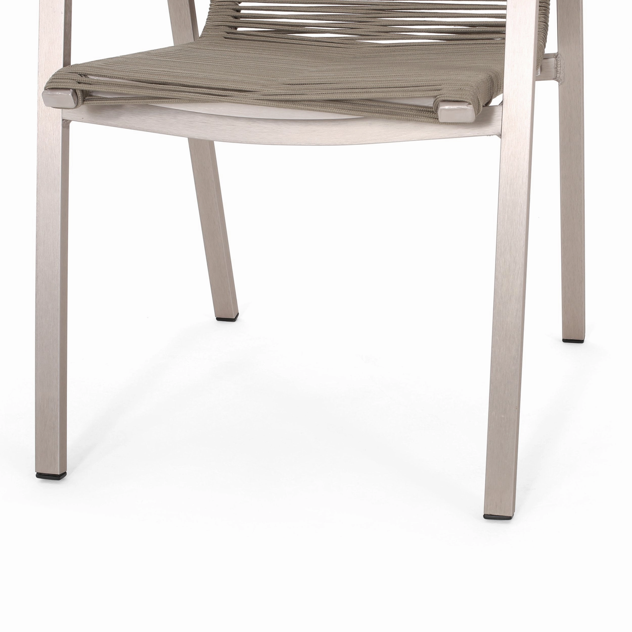 Outdoor Modern 6 Seater Aluminum Dining Set with Tempered Glass Top - NH258013