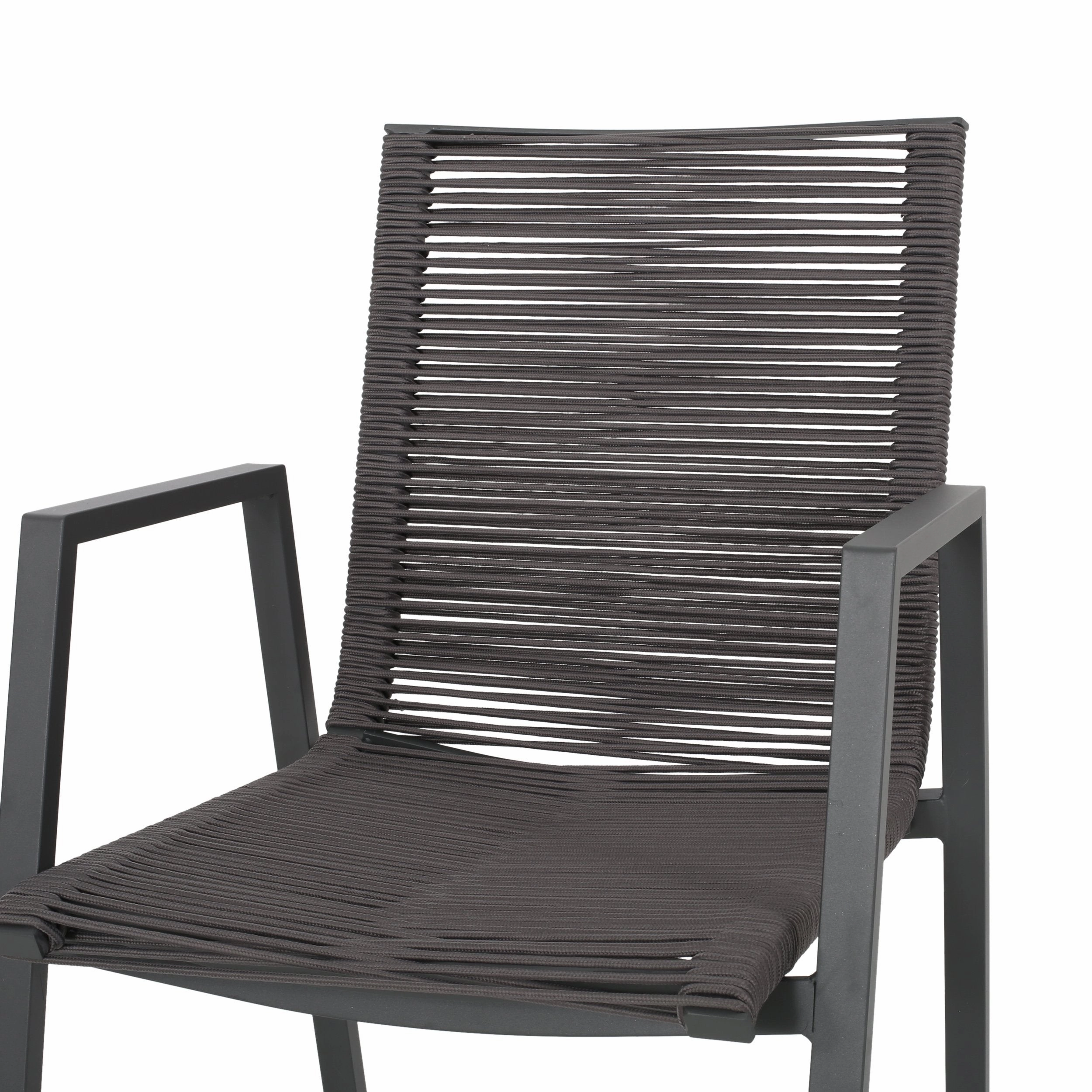 Outdoor Modern 6 Seater Aluminum Dining Set with Tempered Glass Top - NH258013