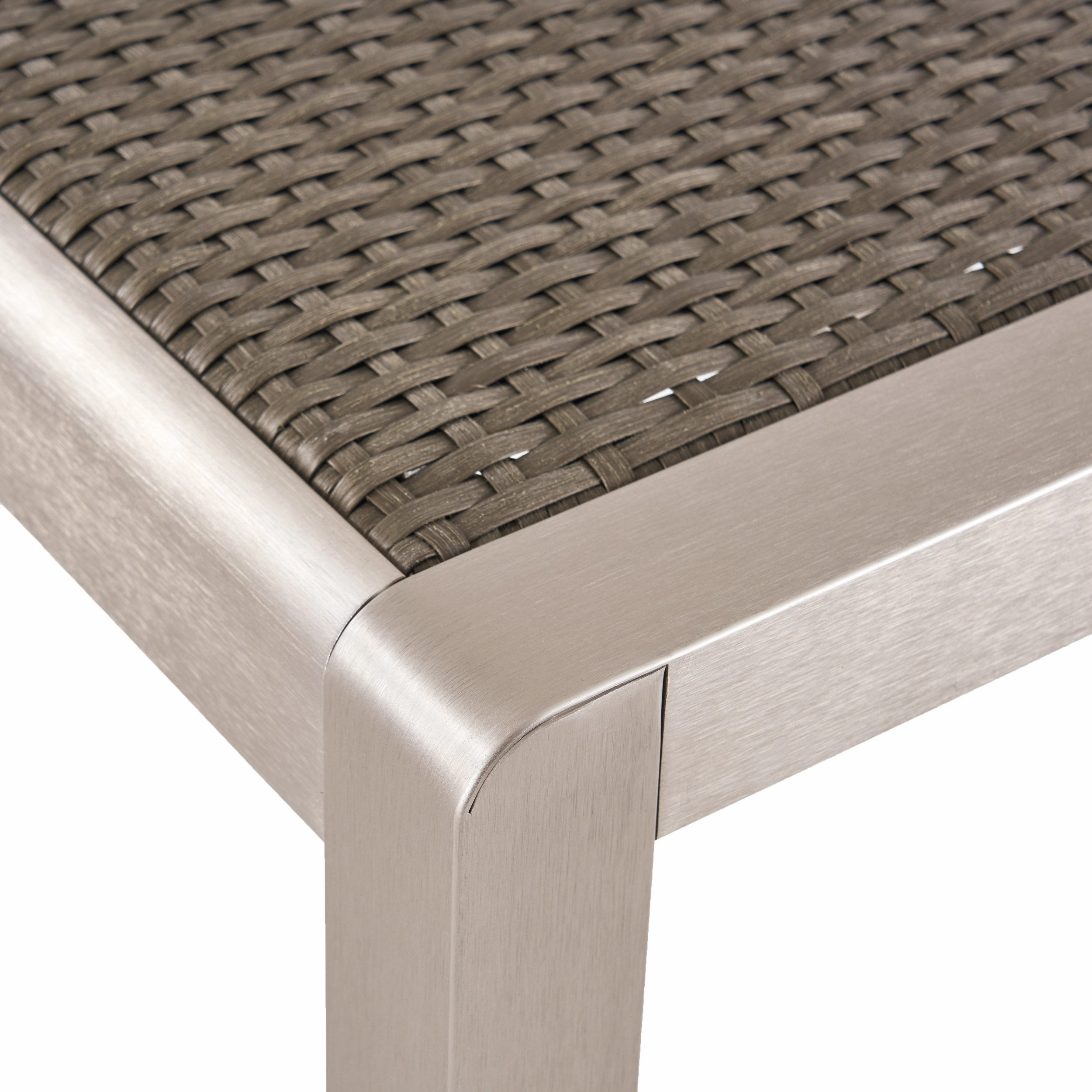 Outdoor Modern 6 Seater Aluminum Dining Set with Wicker Table Top - NH368013