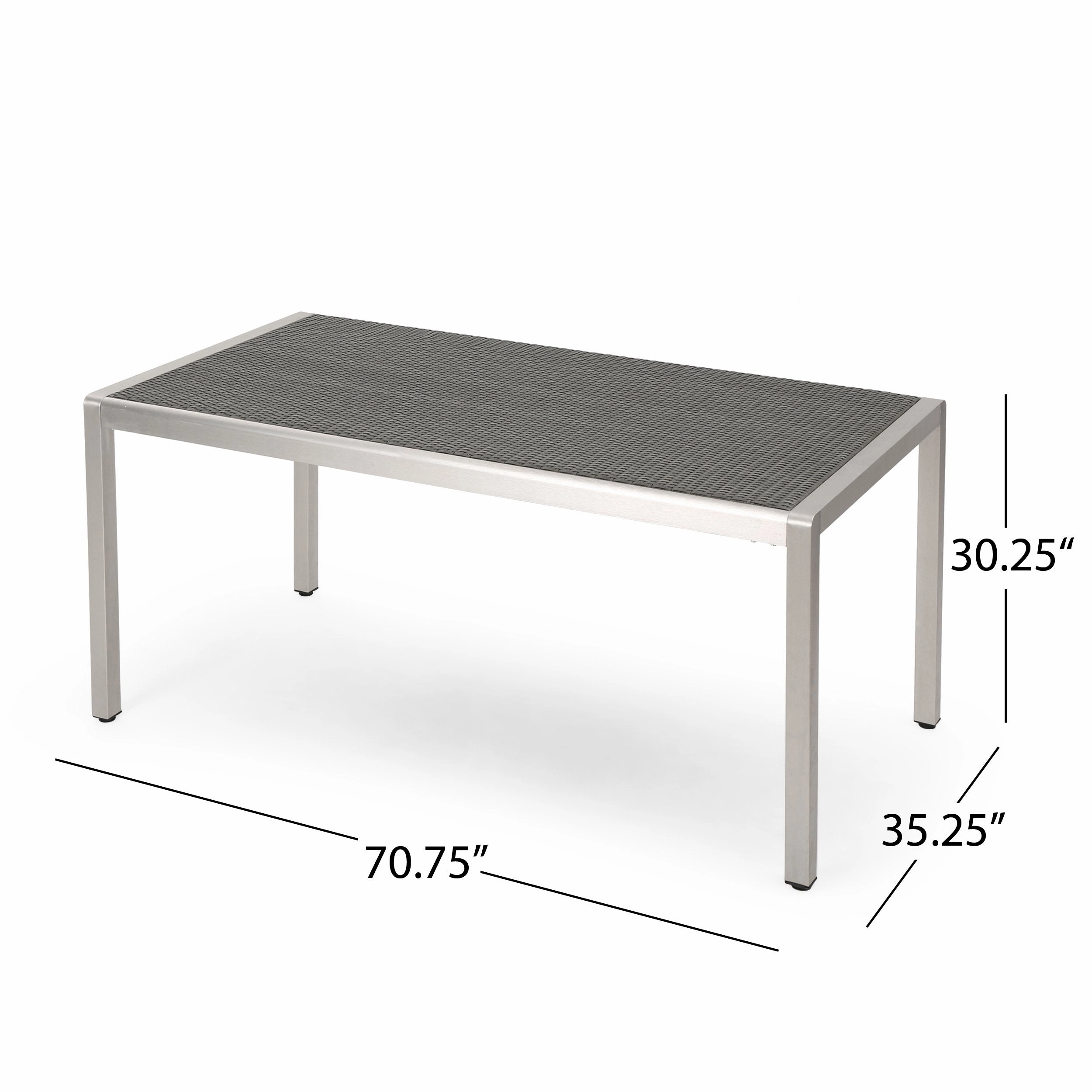 Outdoor Modern Aluminum 6 Seater Dining Set with Faux Wood Seats - NH959013