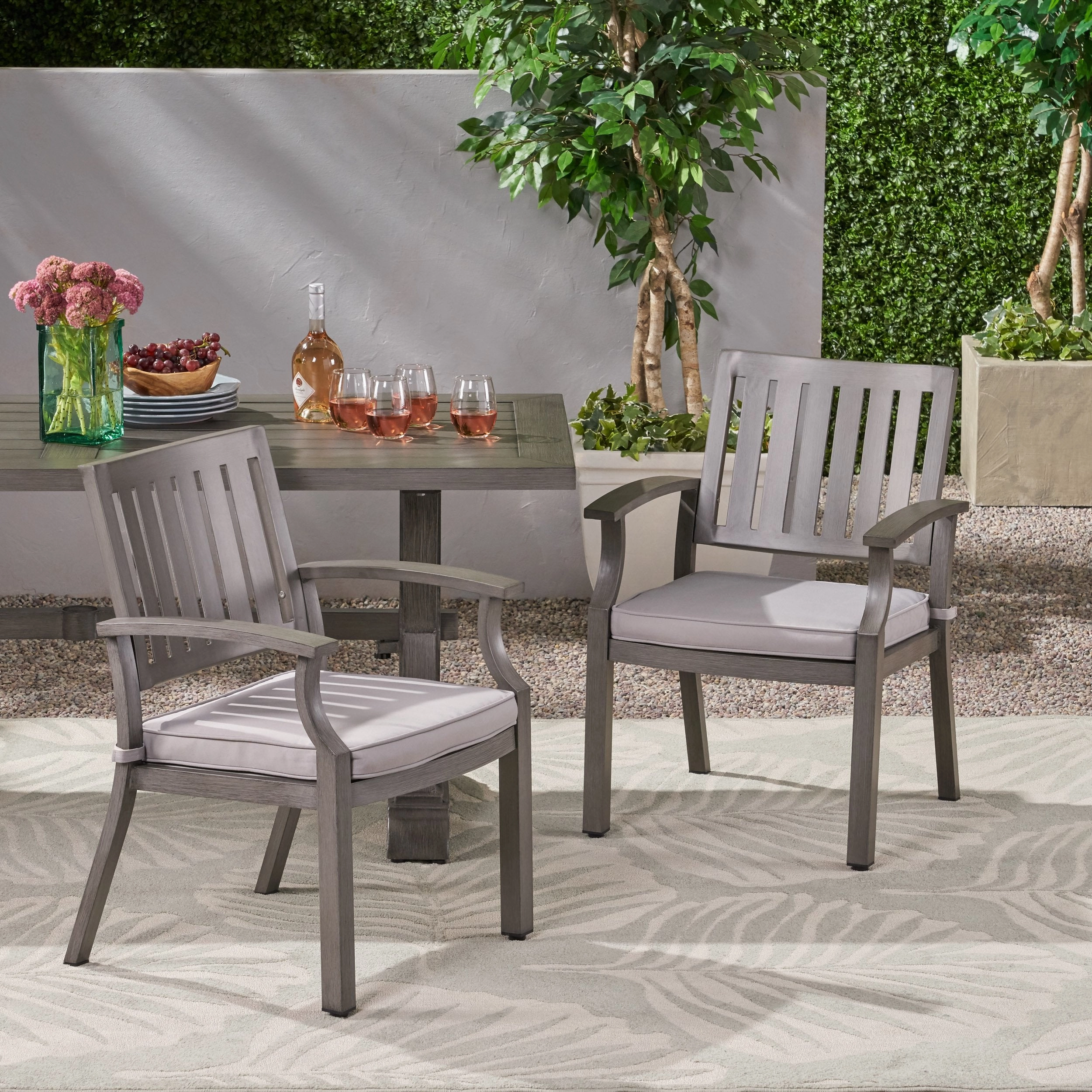 Outdoor Modern Aluminum Dining Chair With Cushion (Set of 2) - NH347013 outdoor lounge chair, patio sofa