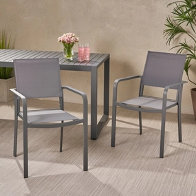 Outdoor Modern Aluminum Dining Chair with Mesh Seat (Set of 2) - NH728013 outdoor lounge chair, patio sofa