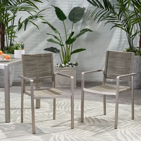 Outdoor Modern Aluminum Dining Chair with Rope Seat (Set of 2) - NH638013 outdoor lounge chair, patio sofa