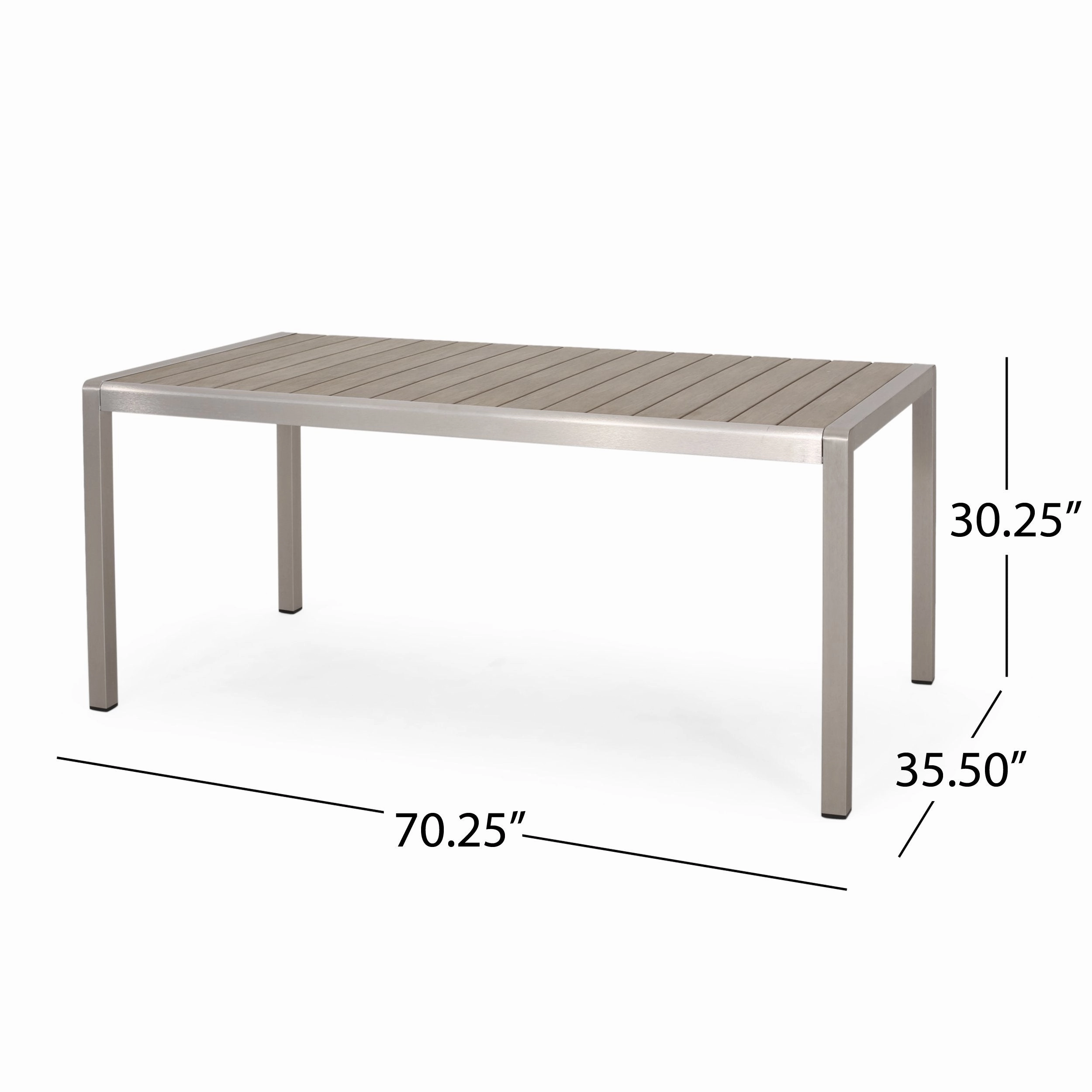 Outdoor Modern Aluminum Dining Table with Faux Wood Table Top - NH849013