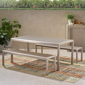 Outdoor Modern Aluminum Picnic Dining Set with Dining Benches - NH359013 outdoor lounge chair, patio sofa