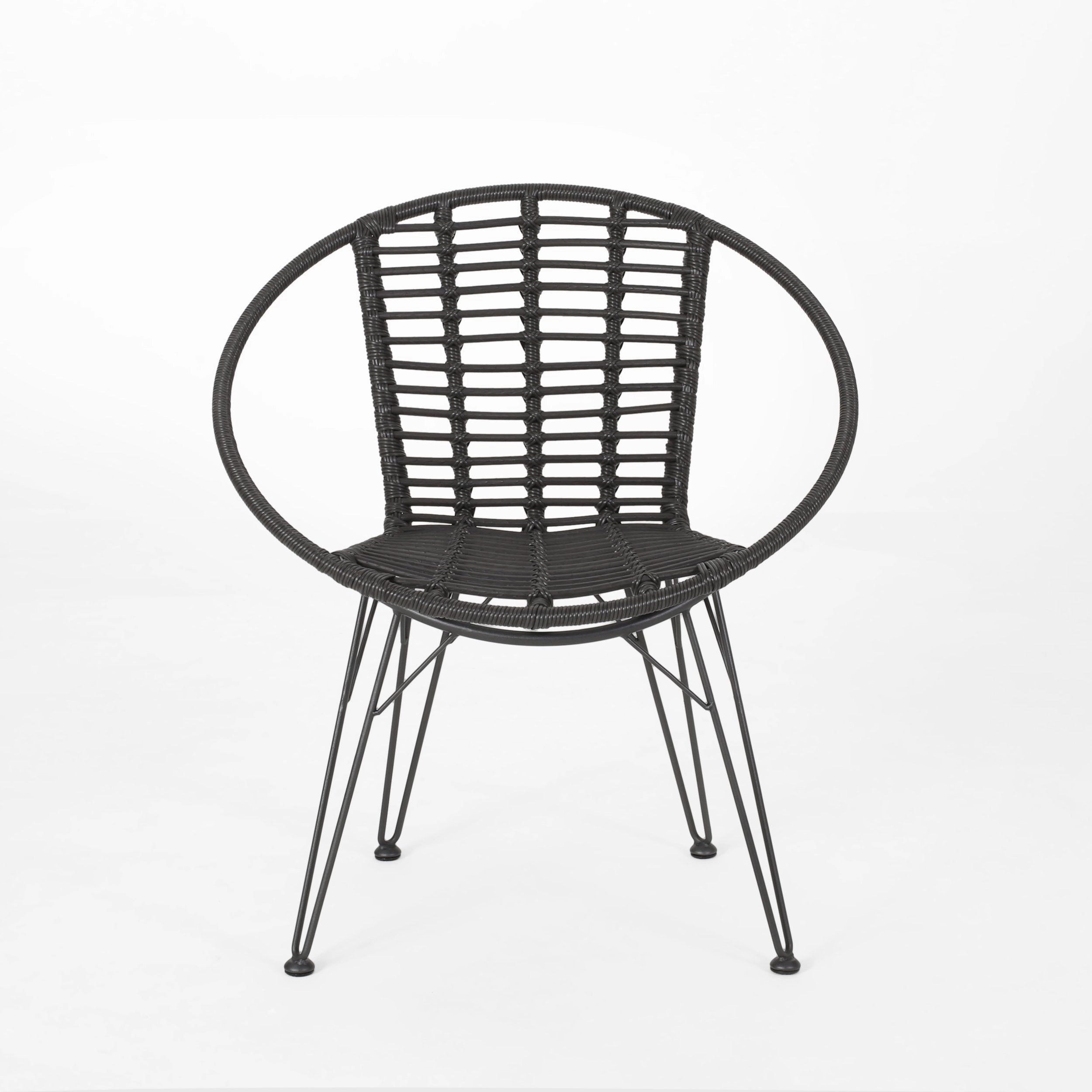Outdoor Modern Boho 2 Seater Wicker Chat Set with Side Table - NH444013