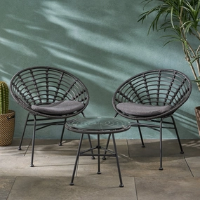 Outdoor Modern Boho 2 Seater Wicker Chat Set with Side Table - NH580013 outdoor furniture, garden bench