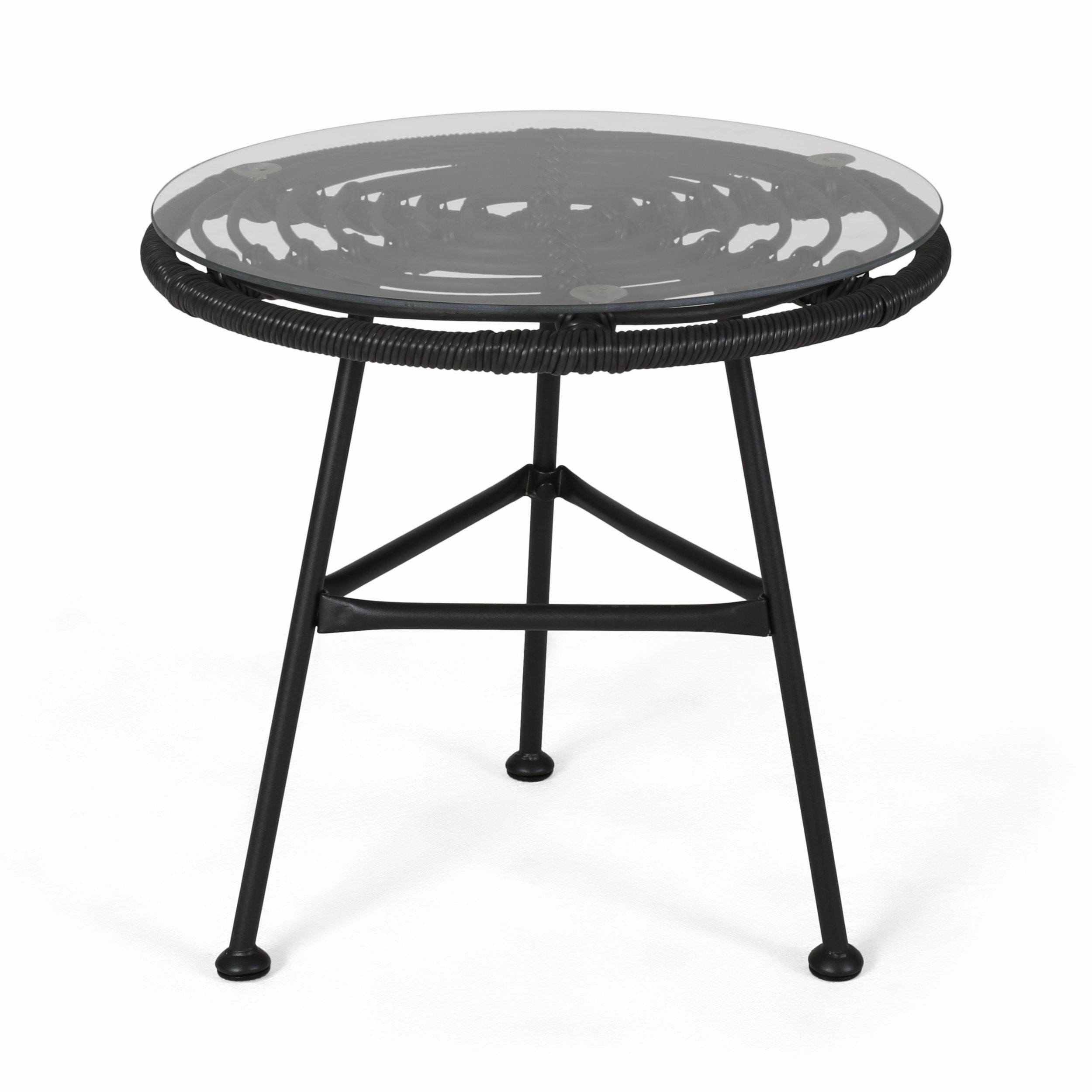 Outdoor Modern Boho 2 Seater Wicker Chat Set with Side Table - NH580013