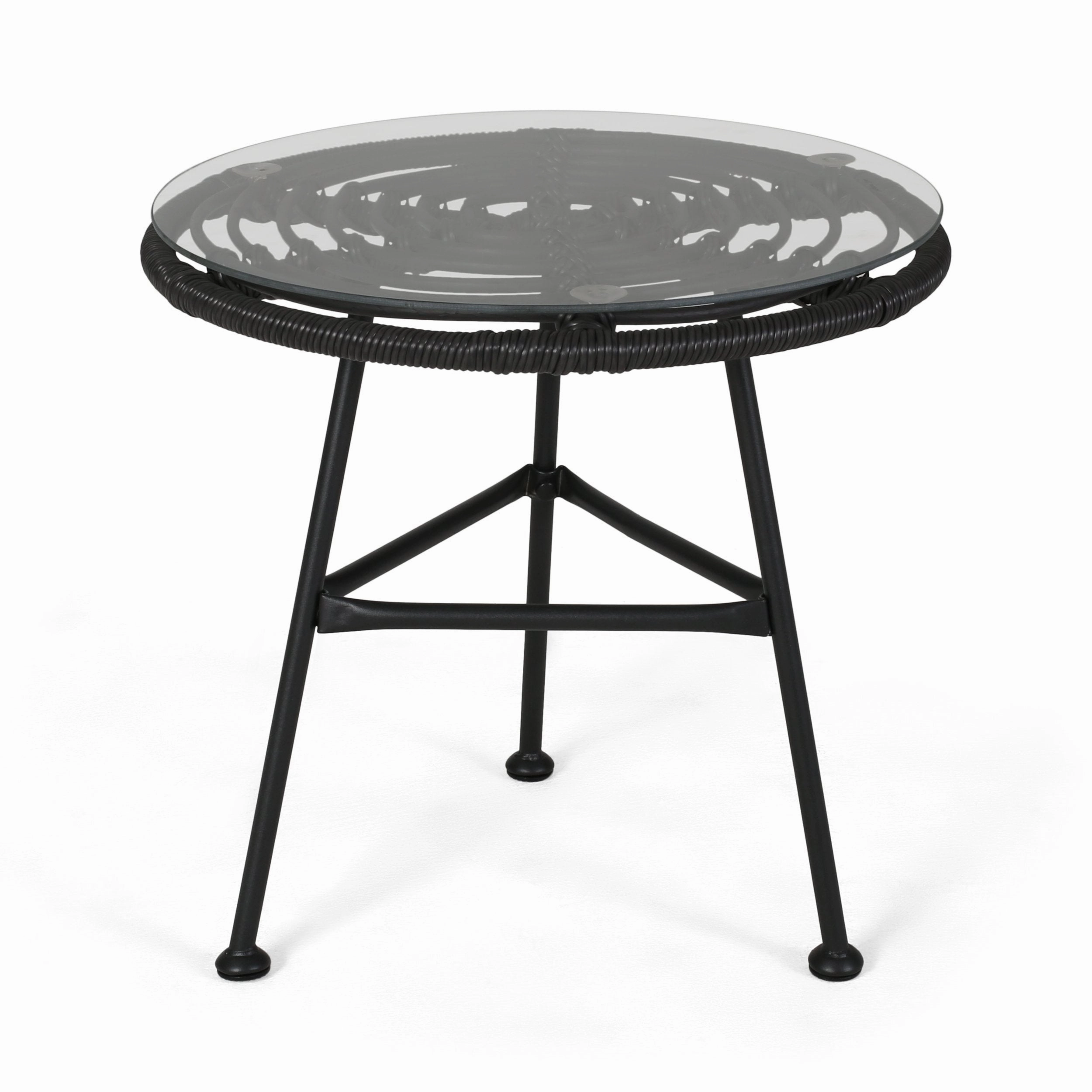 Outdoor Modern Boho 2 Seater Wicker Chat Set with Side Table - NH780013