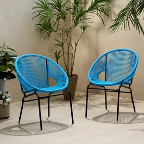 Outdoor Modern Faux Rattan Club Chair (Set of 2) - NH560113 outdoor furniture, garden bench