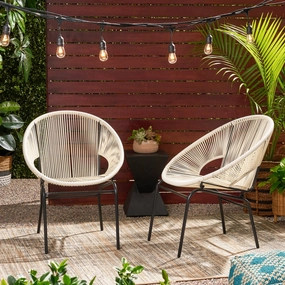 Outdoor Modern Faux Rattan Club Chair (Set of 2) - NH760113 outdoor furniture, garden bench