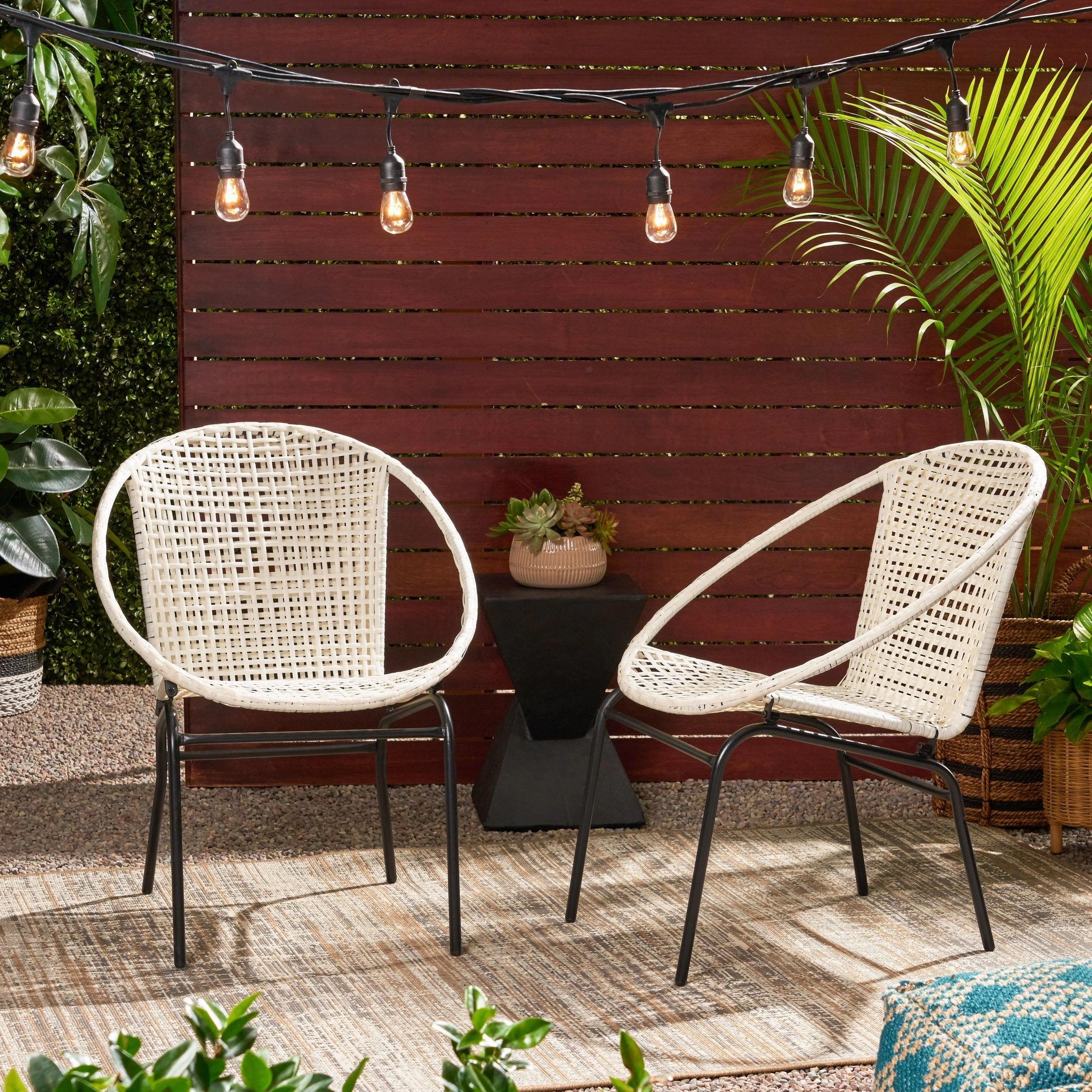Outdoor Modern Faux Rattan Club Chair (Set of 2) - NH860113 outdoor furniture, garden bench