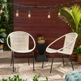 Outdoor Modern Faux Rattan Club Chair (Set of 2) - NH860113 outdoor furniture, garden bench