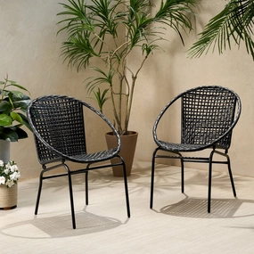 Outdoor Modern Faux Rattan Club Chair (Set of 2) - NH960113 outdoor furniture, garden bench