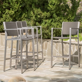 Outdoor Modern Gray Wicker Barstools with Aluminum Frame (Set of 4) - NH653003 outdoor lounge chair, patio sofa