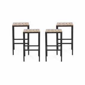 Outdoor Modern Industrial Acacia Wood Bar Stools (Set of 4) - NH402313 outdoor furniture, garden bench