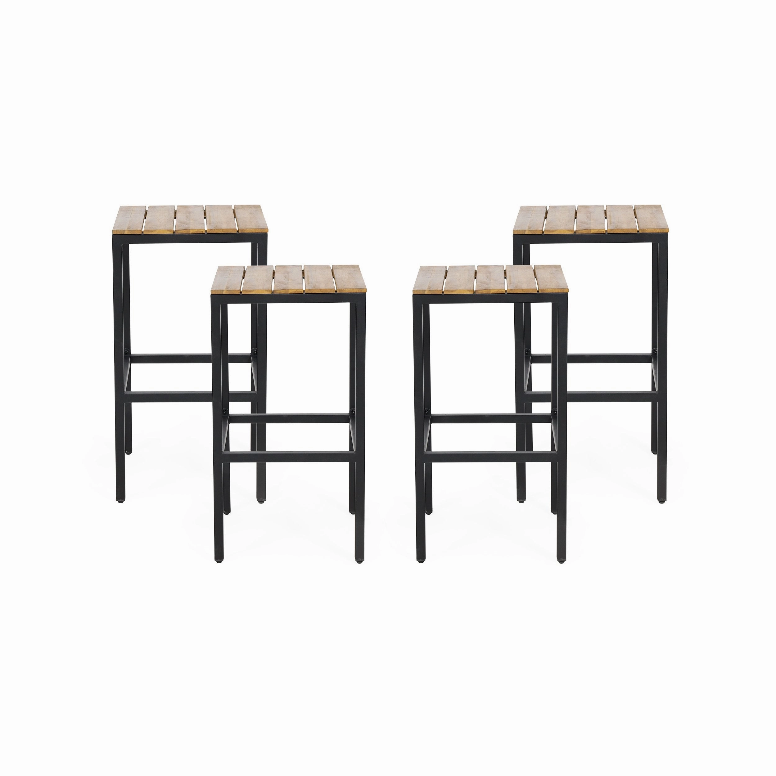 Outdoor Modern Industrial Acacia Wood Bar Stools (Set of 4) - NH402313 outdoor furniture, garden bench