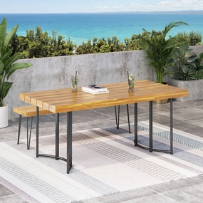 Outdoor Modern Industrial Acacia Wood Dining Table - NH329213 outdoor lounge chair, patio sofa