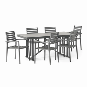 Outdoor Modern Industrial Aluminum 7 Piece Dining Set - NH505313 outdoor lounge chair, patio sofa