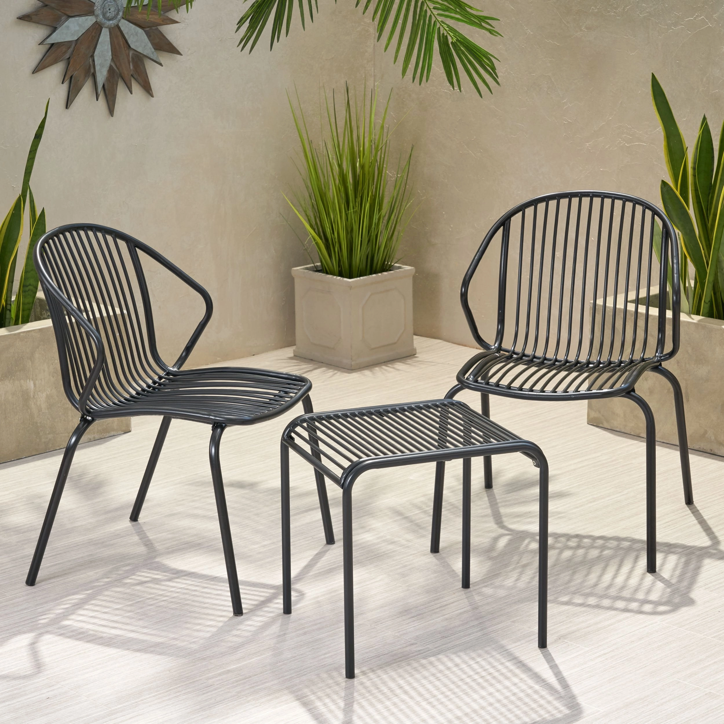 Outdoor Modern Iron 2 Seater Chat Set - NH627013 outdoor furniture, garden bench